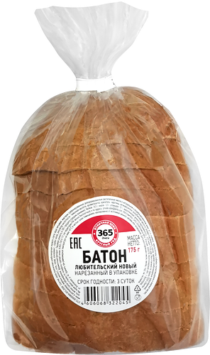 Батон 365 ДНЕЙ Любительский, в нарезке, половинка, 175г