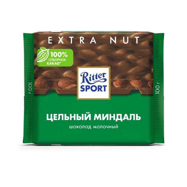 Шоколад Ritter Sport молочный с цельным миндалем 100г