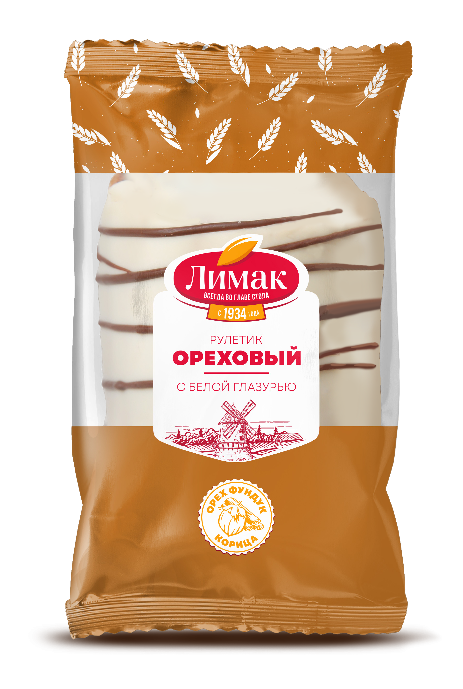 

Рулетик Лимак ореховый с белой глазурью 100 г