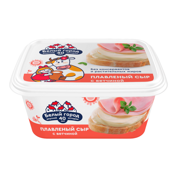 Сыр плавленый Белый Город с ветчиной в ванночке 40% БЗМЖ 380 г