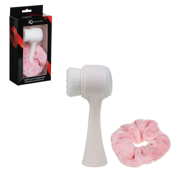 Юl набор: щетка для умывания и резинка для волос, пластик, силикон, нейлон, полиэстер, 6цв, пр-21