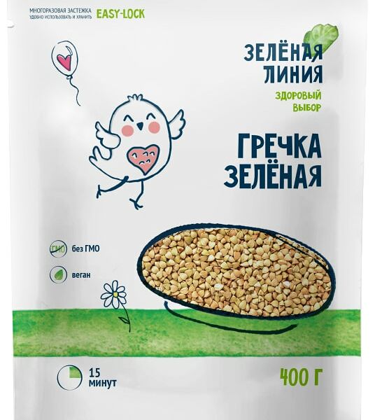 Крупа Зеленая линия Гречневая зеленая 400г