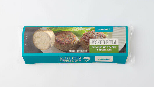 Котлеты из трески с брокколи, замороженные, (Продукт замороженный)