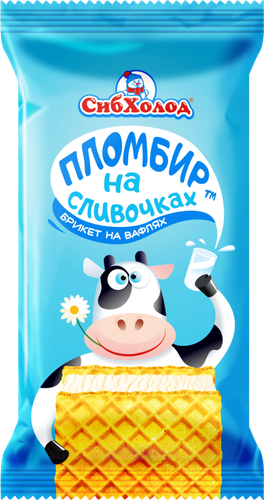 

Мороженое Пломбир на сливочках Ванильное сливочное на вафлях, брикет 80 г