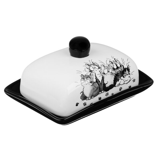 Millimi озорные коты масленка, 17x12x8см, керамика