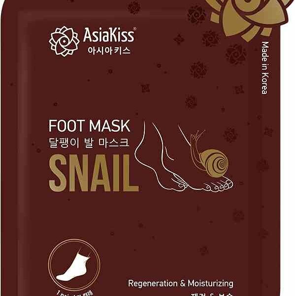 Маска-носки для ног восстанавливающая AsiaKiss с экстрактом слизи улитки