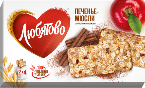 

Печенье-мюсли злаковое Любятово Яблоко и корица 120 г