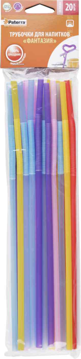 

Трубочки для напитков Paterra Фантазия 20 шт. цвета в ассортименте
