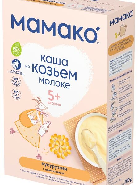 Каша Мамако Кукурузная с пребиотиками на козьем молоке с 5 месяцев 200г