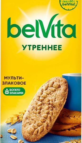 Печенье Belvita Утреннее витаминизированное со злаковыми хлопьями 225г