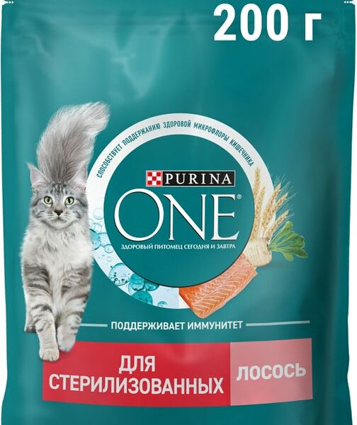 Сухой корм для кошек Purina ONE для стерилизованных с лососем 200г