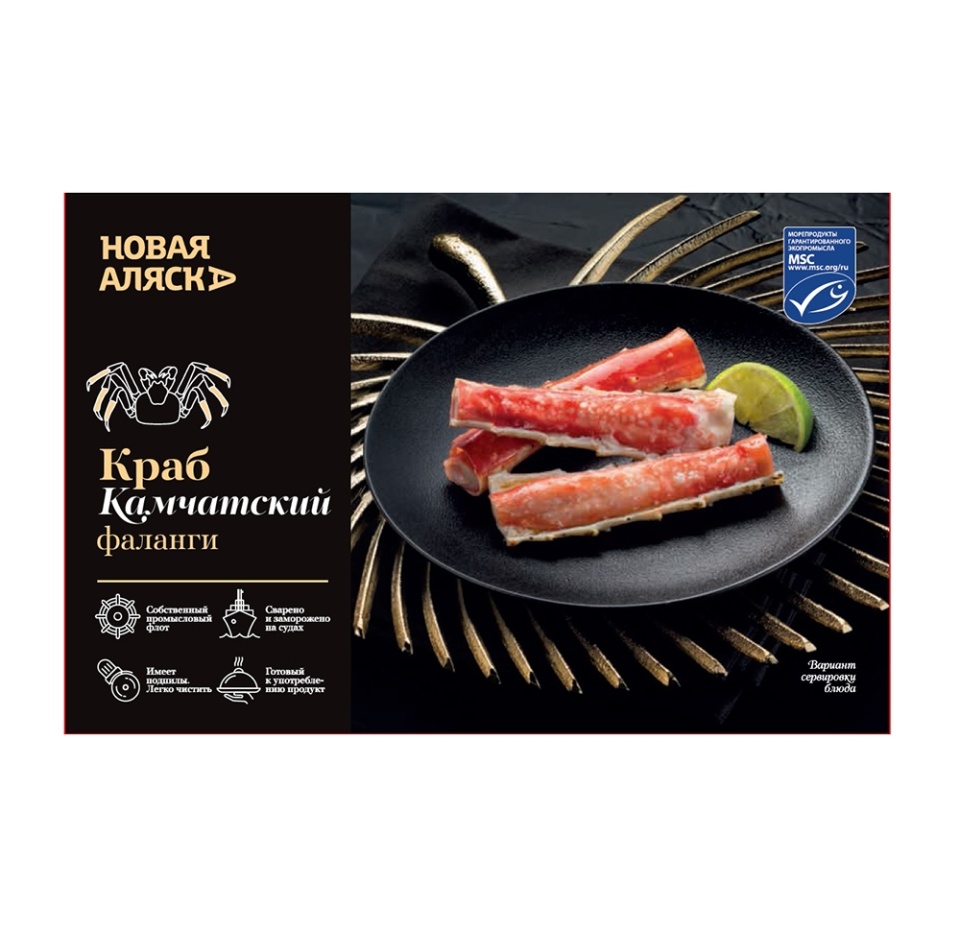 

Краб Камчатский вторая фаланга варено-мороженый "Новая Аляска" 150 г, Россия
