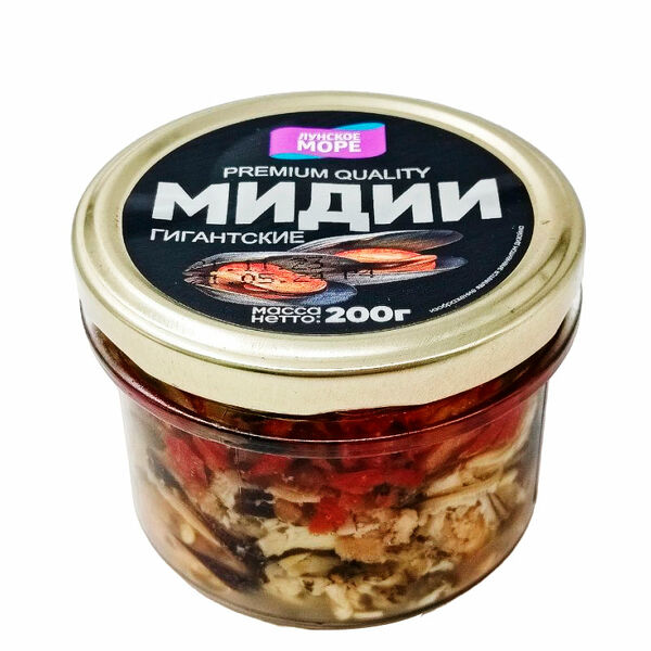 Мидии гигантские в масле с копченой паприкой Premium, Лунское море, 200 г