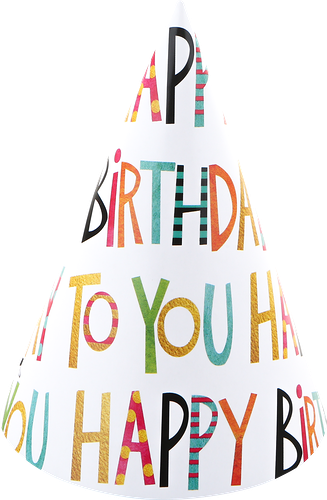 Колпаки праздничные Happy Birthday 16см Арт. КЛП, 6шт, дизайн в ассортименте