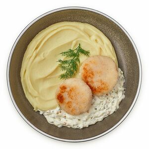 Фишкейки Шеф Перекрёсток из филе судак-палтус-хек жареные с картофельным пюре и соусом тар-тар, 280г