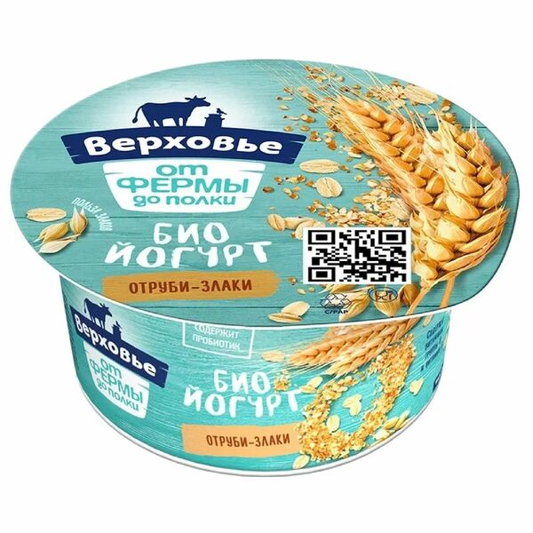 Биойогурт Верховье с отрубями и злаками для детского питания 2.9%, 130 г