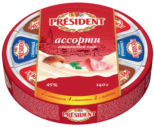 

Сыр плавленый President Ассорти 8 долек 45% без змж 140 г