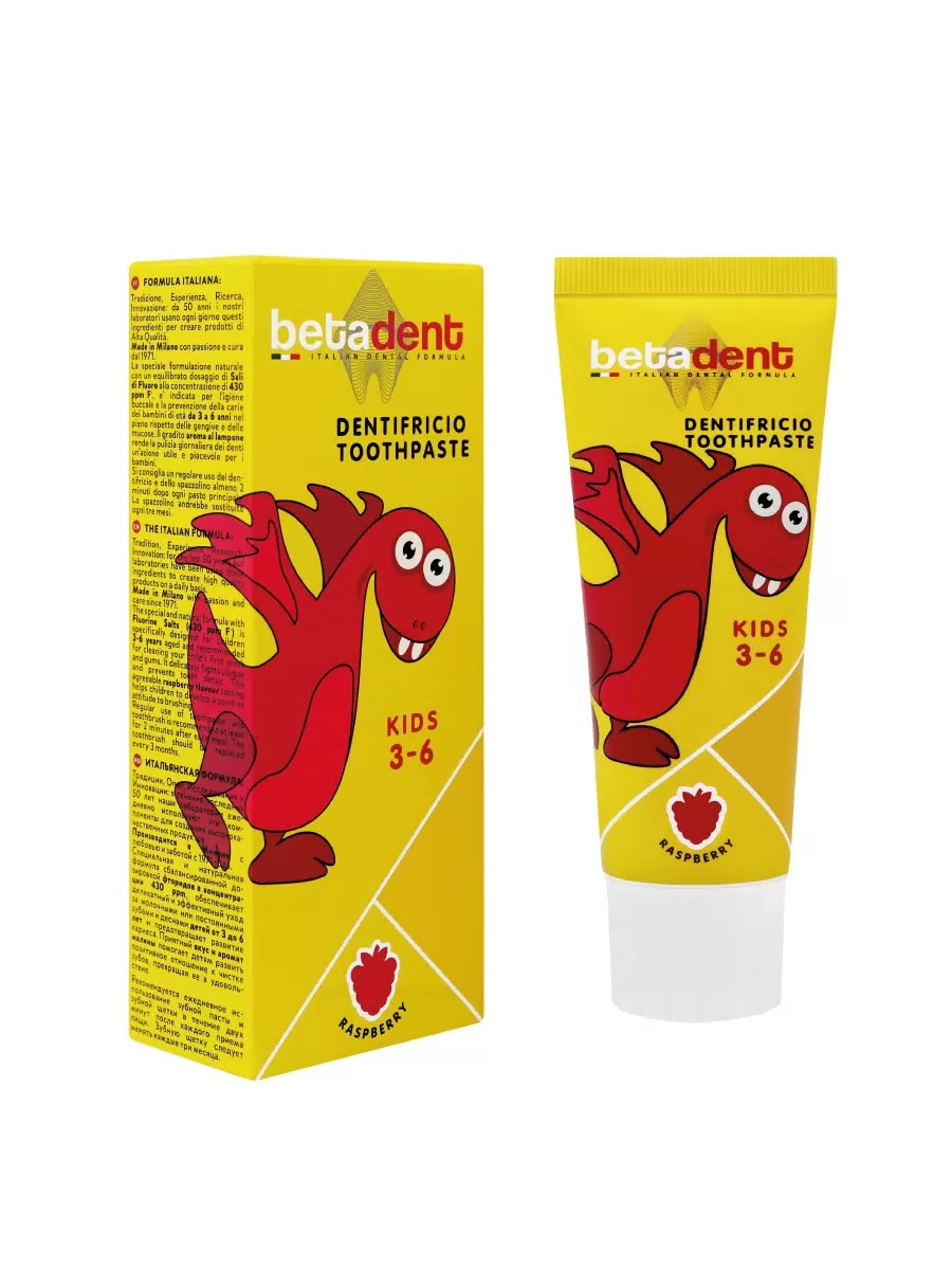 

Зубная паста для детей Betadent Kids 3-6 со вкусом малины 75 мл