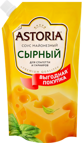 

Соус майонезный сырный Astoria для спагетти и гарниров 42% 384 г