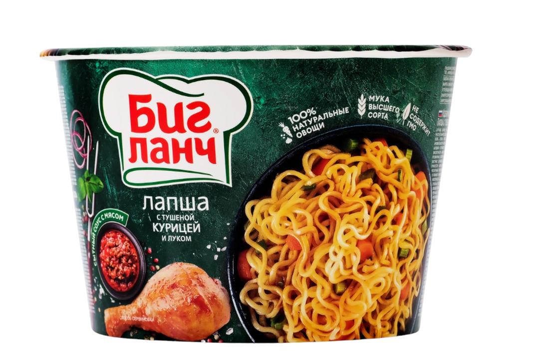 

Лапша Биг Ланч с тушеной курицей и луком 90 г
