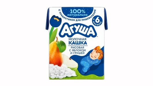 Каша жидкая Молочная Рисовая Агуша Засыпай-ка Яблоко-Груша с 6 месяцев, 200мл