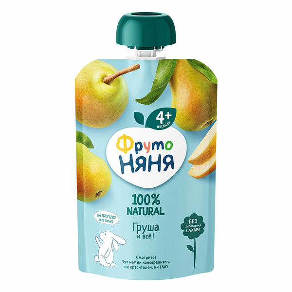 Пюре ФрутоНяня Груша с 4 месяцев дизайн упаковки в ассортименте 90 г