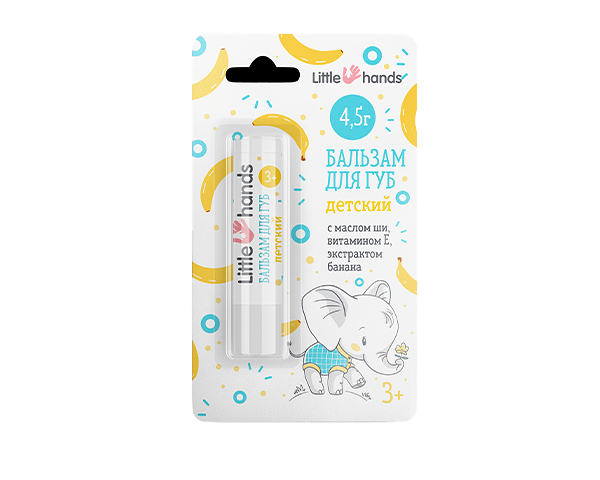 Бальзам для губ Little hands детский с маслом Ши, витамином Е, экстрактом банана 4.5 г