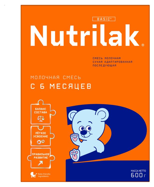 

Смесь молочная сухая Nutrilak Basic 2 адаптированная 6 - 12 месяцев 600 г