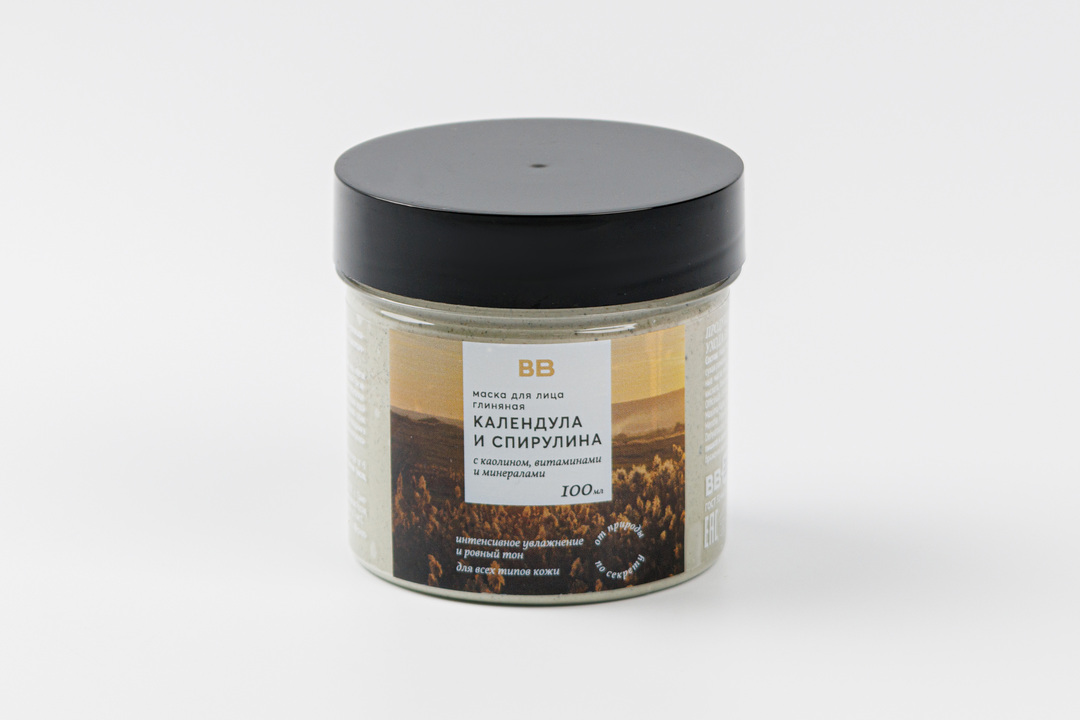 

Маска для лица глиняная ВкусВилл "Календула и спирулина", 100мл