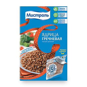 Крупа гречневая Мистраль ядрица цельная, 5×80 г