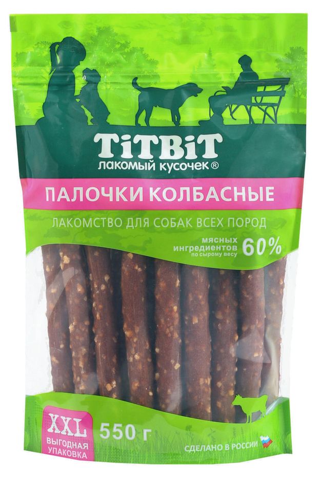 

Лакомство для собак Titbit палочки колбасные 550 г