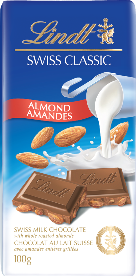 

Шоколад молочный Lindt с цельным миндалем 100 г