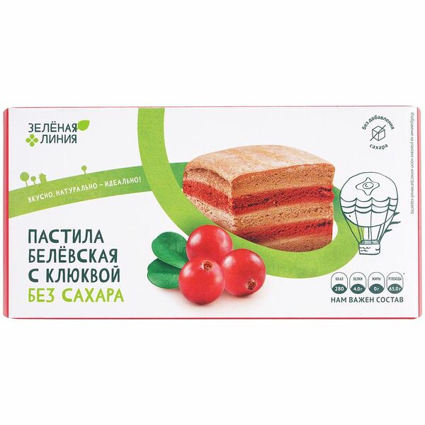 Пастила Белёвская без сахара клюква Зелёная Линия