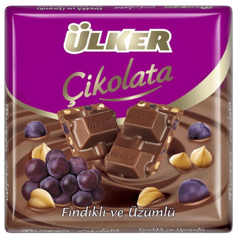 

Шоколад Ulker молочный с изюмом и фундуком 60 г