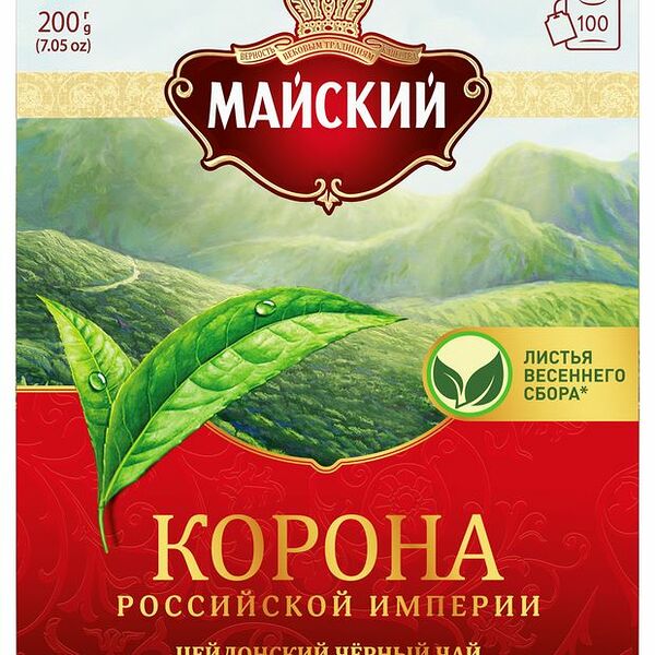 Чай Майский Корона Российской Империи чёрный в пакетиках, 100шт х 2г