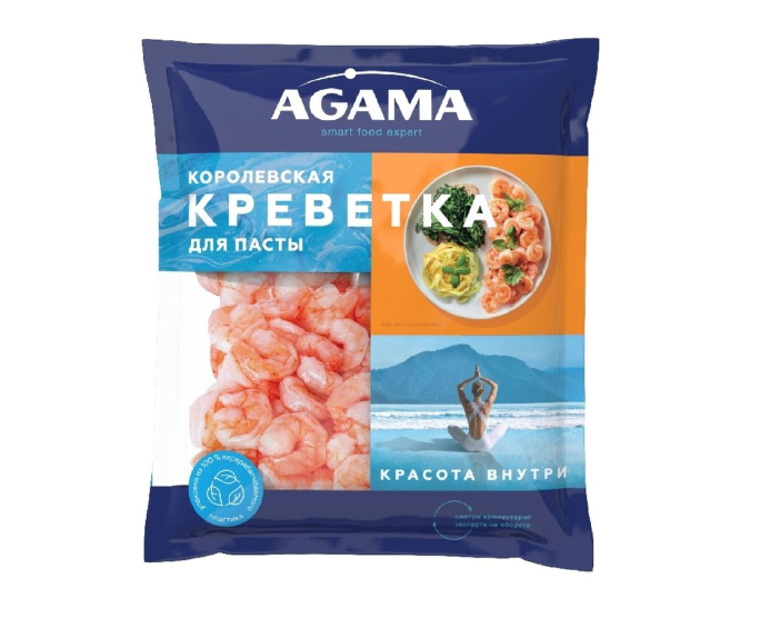 

Креветки Agama Королевские №4 очищенные для пасты варено-мороженые 300 г