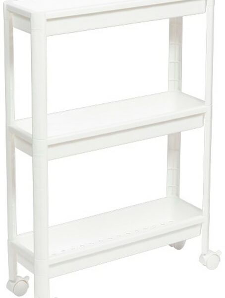 Этажерка Violet Vikea узкая 3-х ярусная на колесах белая
