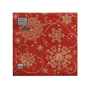 

Салфетки Home Collection Волшебные снежинки на бордовом 33х33см 3 сл 20 шт Россия