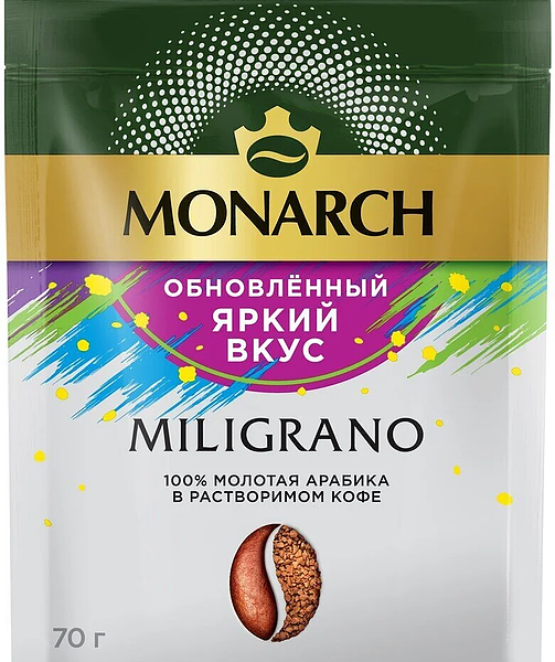 Кофе растворимый с добавлением молотого Jacobs Monarch Millicano 75 г