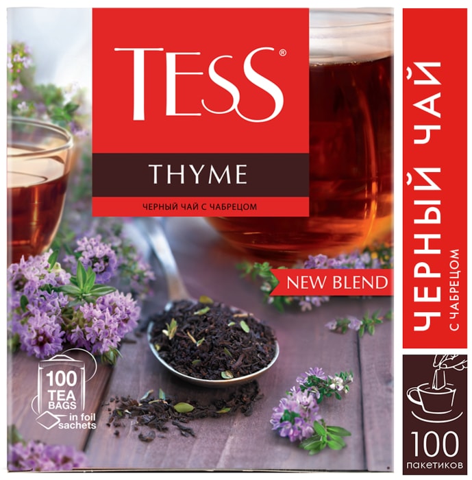 

Чай Tess Thyme черный с чабрецом и цедрой лимона, 100 пакетиков 150 г