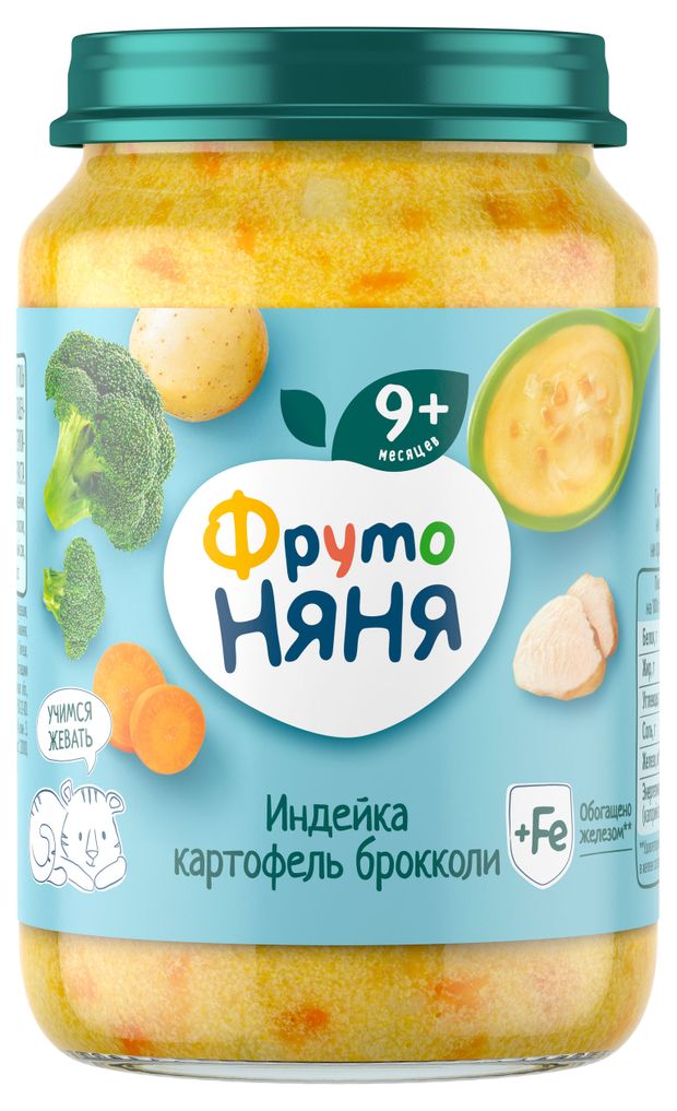 

Пюре Фрутоняня Картофель с овощами и индейкой, обогащенное железом 190 г