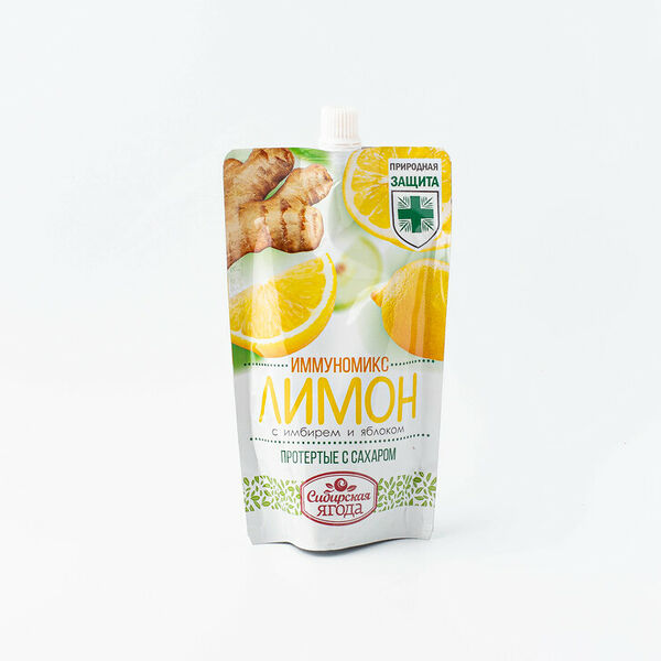 Лимон с имбирем Сибирская Ягода протертые с сахаром