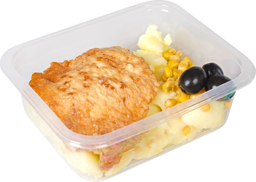 

Куриная отбивная Лента Fresh в сыре с мятым картофелем и кукурузой, 290г