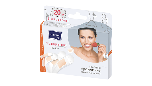 Пластыри Matopat Transparent прозрачные 20 шт
