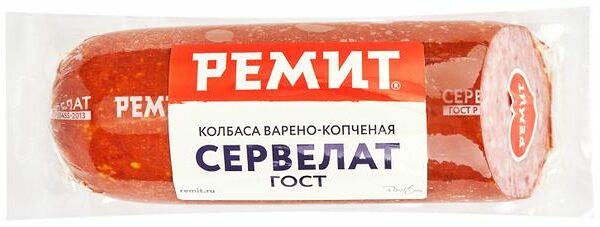 Колбаса варено-копченая Ремит Сервелат ГОСТ 400 г