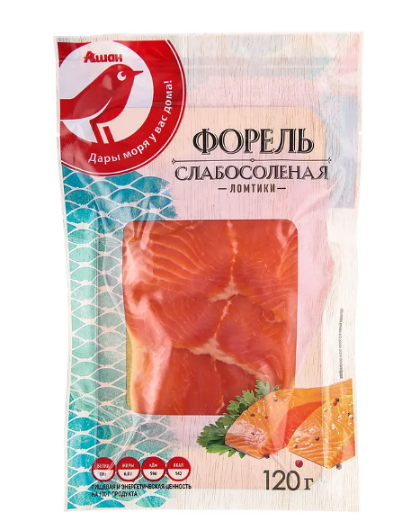 Форель слабосоленая ломтики Ашан Красная птица