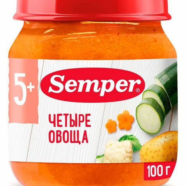 Пюре овощное Semper Четыре овоща с 5 месяцев 100 г