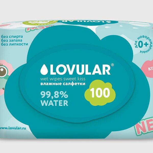 Влажные салфетки Lovular Sweet Kiss детские 100 шт