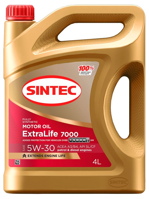 

Масло моторное синтетическое Sintec ExtraLife 7000 5W-30 A3/B4, 4 л