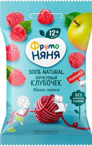 

Фруктовые кусочки ФрутоНяня Фруктовый клубочек яблоко малина с 12 месяцев 15 г